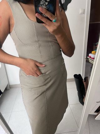 Vestido hecho a mano estampado pata de gallo