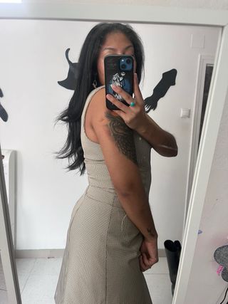 Vestido hecho a mano estampado pata de gallo