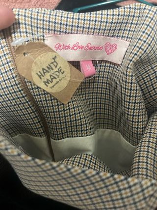 Vestido hecho a mano estampado pata de gallo