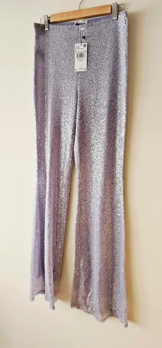 Pantalones Mango Lentejuelas Talla L