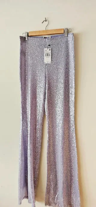 Pantalones Mango Lentejuelas Talla L