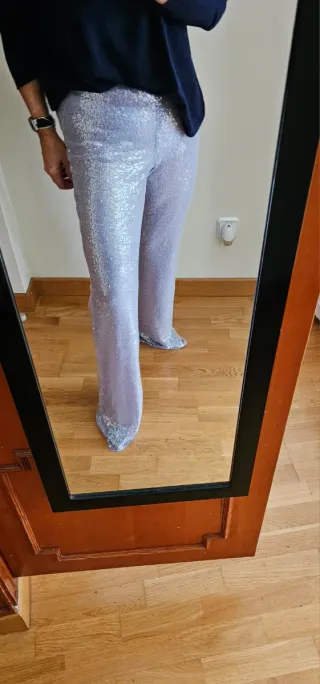 Pantalones Mango Lentejuelas Talla L