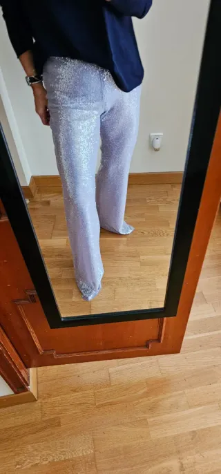 Pantalones Mango Lentejuelas Talla L