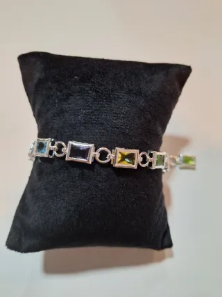 Pulsera Plata Ley 925 con Piedras Multicolor