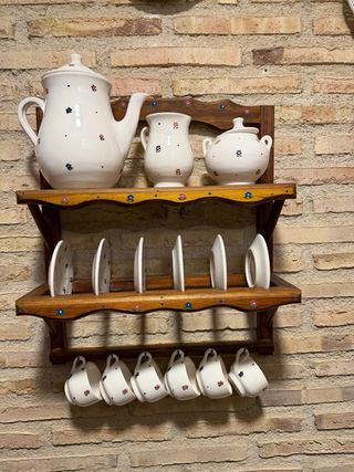 Alacena madera rústica juego de café pintado mano