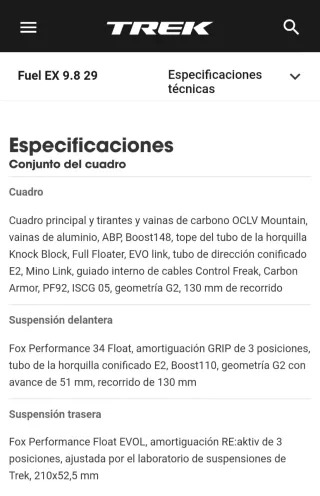 Bicicleta Trek Fuel EX 9.8 Talla M (17,5)