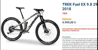 Bicicleta Trek Fuel EX 9.8 Talla M (17,5)