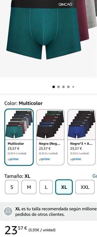 6 Calzoncillos Boxer QINCAO Talla M Negros