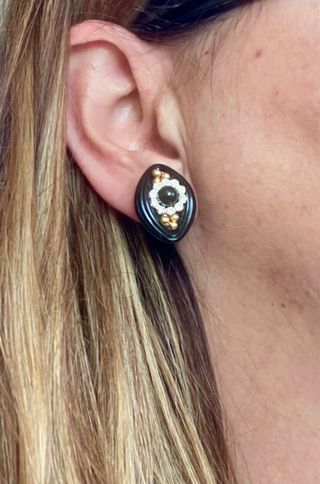 Orecchini Clip Vintage Neri e Oro