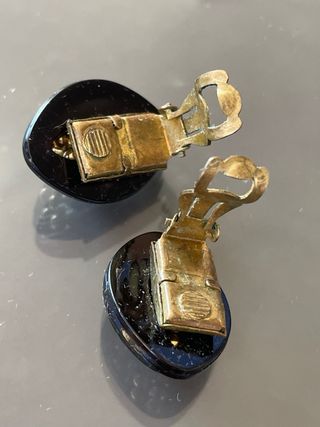 Orecchini Clip Vintage Neri e Oro