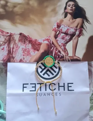 PULSERA MONEDA BOLAS BAÑO ORO 18KILATES HILO