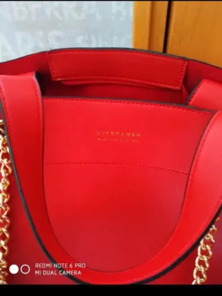 Bolso Tote Quebramar Rojo Cadena Dorada