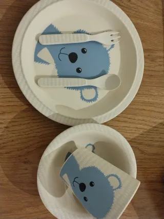 Vajilla infantil oso azul
