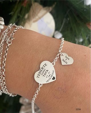 Pulsera Corazón Plata Grabada