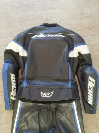 Mono de moto cuero negro/azul