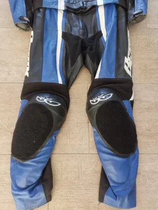 Mono de moto cuero negro/azul