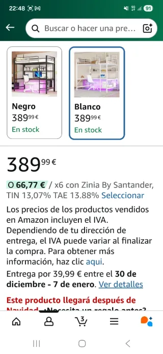 Cama alta con escritorio y estanterías