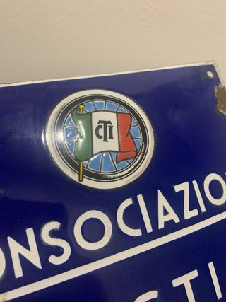 Rara insegna Touring Club Italiano vintage