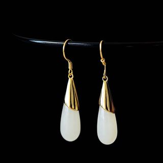 Pendientes Plata 925 Baño Oro Blanco Jade