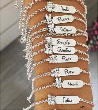 Pulseras Plata con Nombres y Dibujos