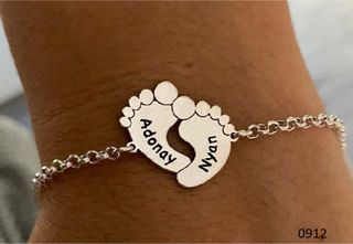 Pulsera pies bebé plata A&N