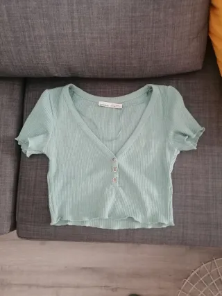 Camiseta crop top verde menta Talla XS