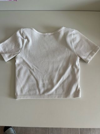 Top Stradivarius blanco manga corta XS