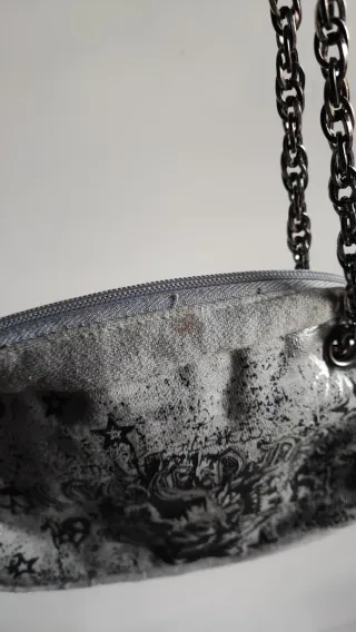 Borsetta Y2K Grigia Stampa Goth/Rock e tracolla