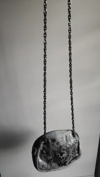 Borsetta Y2K Grigia Stampa Goth/Rock e tracolla