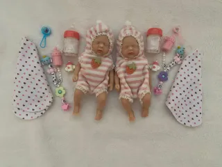 Lote 2 Bebés Reborn 16 cm, Silicona