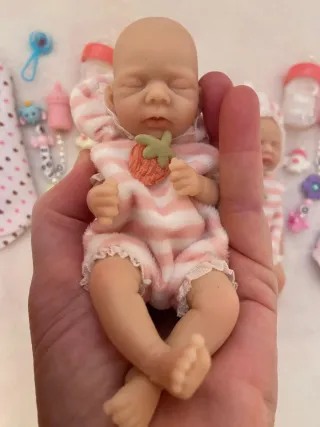 Lote 2 Bebés Reborn 16 cm, Silicona