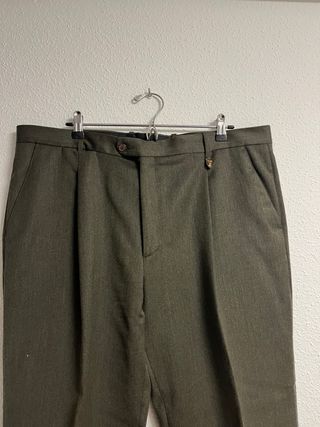 Pantalón de traje verde caqui hombre talla 52