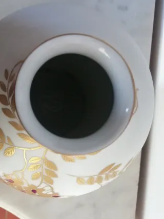 Vaso Porcellana Longo Oro e Bianco