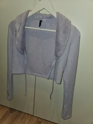 Torera bolero lila peluche mujer