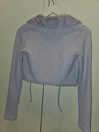 Torera bolero lila peluche mujer