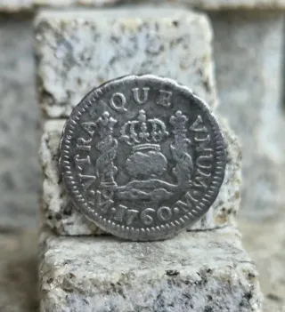 Moneda 1/2 Real Plata Carlos III 1760 México.