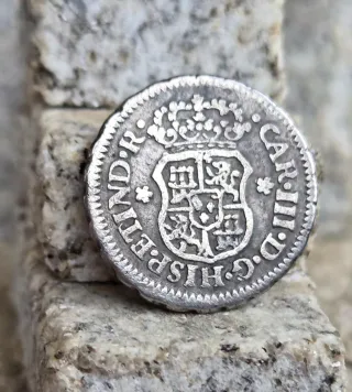 Moneda 1/2 Real Plata Carlos III 1760 México.