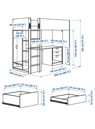 Litera juvenil blanca/gris Ikea
