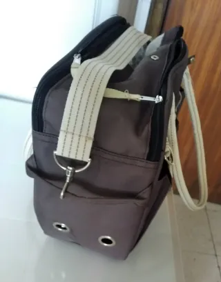 Bolso transportín para perro marrón y beige
