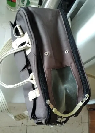 Bolso transportín para perro marrón y beige