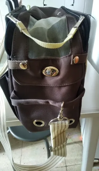 Bolso transportín para perro marrón y beige