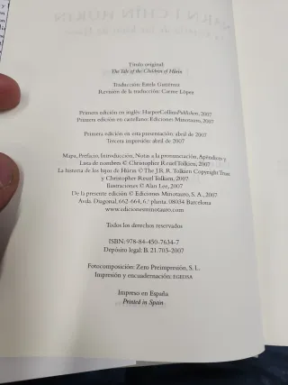 Los Hijos de Húrin J.R.R. Tolkien 1a EDICIÓN