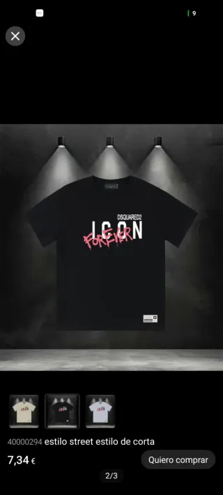 Camiseta DSQUARED2 ICON FOREVER Negra