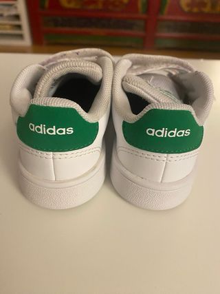 Zapatillas Adidas Niños Velcro Blancas Verdes