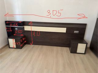 Cama de matrimonio, cabezal y mesitas