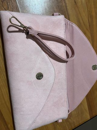Bolso de ante rosa nude