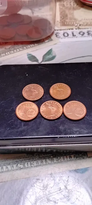Lote 5 Monete da 1 Centesimo Euro