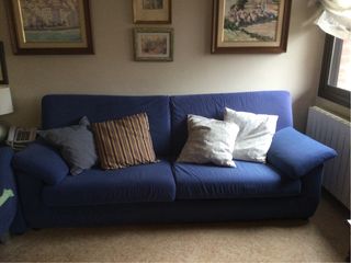 Sofá de 3 plazas azul de tela