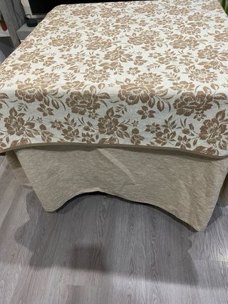 ropa de mesa camilla  mantel + tapete color beig