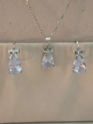 Conjunto Plata 925: Cadena 45 cm y Pendientes